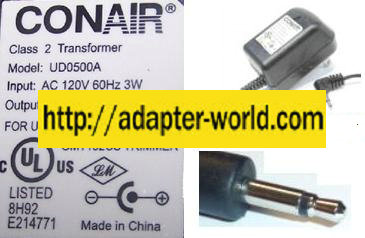 CONAIR UD0500A AC ADAPTER 5.6V 80mA CLASS 2 TRANSFORMER