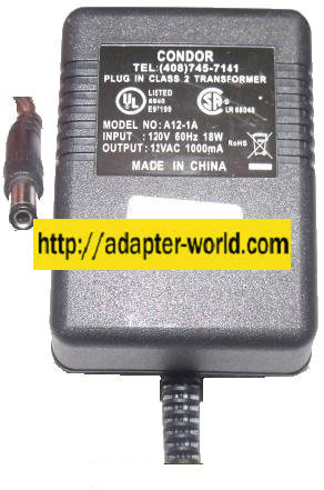 CONDOR A12-1A AC ADAPTER 12VAC 1A Power supply