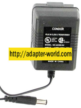 CONDOR A9300-04 AC ADAPTER 12V 200mA -( )- 2.5x5.5mm 120vac New