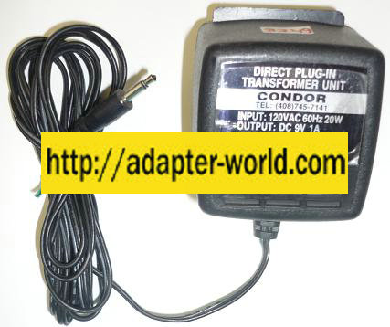 CONDOR WP480909D AC ADAPTER 9VDC 1A NEW -( ) 3mm PLUG IN CLASS