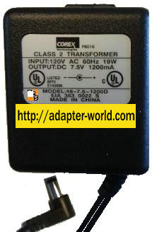 Corex 48-7.5-1200D AC ADAPTER 7.5VDC 1.2A DIRECT PLUG-IN Linear