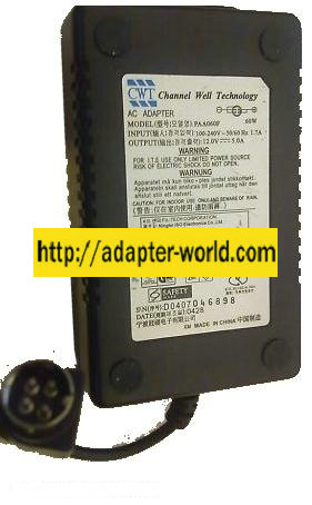 CWT PAA060F AC ADAPTER 12VDC 5A (: :) 4Pin 10mm Power Din DESKTO