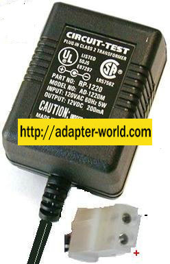 Circuit-Test AD-1220M AC ADAPTER 12VDC 200mA BATTERY CHARGER PLU