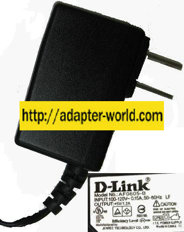 D-Link AF0605-B AC Adapter 5VDC 2A -( ) 2x5.5mm 2x5.5mm 90 °