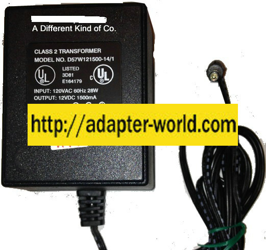 D57W121500-14/1 AC ADAPTER 12VDC 1500mA New 2.4 x 5.4 x 12 mm S