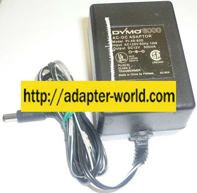 DYMO 6000 PI-48-83D AC ADAPTER 12VDC 500mA NEW -( ) 2x5.5mm TRA