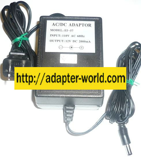 EI-57 AC ADAPTER 12VDC 2000mA NEW -( ) 2x5.5mm ROUND BARREL