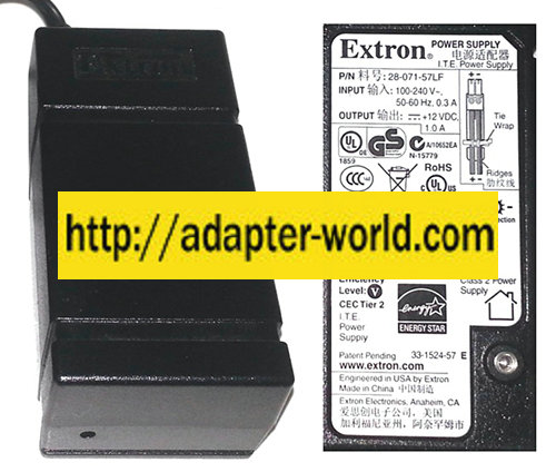 EXTRON 28-071-57LF AC ADAPTER 12V DC 1A NEW 2PIN POWER SUPPLY