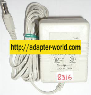 AD-4 AC ADAPTER 6VDC 400mA NEW (-) 2x5.5mm ROUND BARREL POWER
