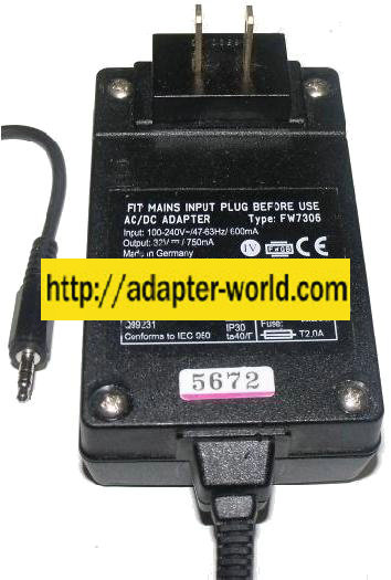 FIT FW7306 AC ADAPTER 32Vdc 750mA ITE POWER SUPPLY