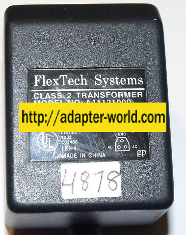 FLEXTECH SYSTEM A41121000 AC ADAPTER 12V 1000mA 18W 3 PIN DIRECT