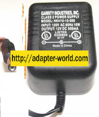 GARITY HK41U-12-500 AC ADAPTER 12VDC 500mA NEW -( ) 2.1x5.5mm R