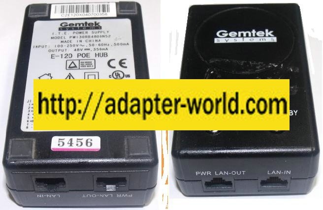 GEMTEK E-120 P0E HUB 48V 350mA ETHERNET HUB POE ENJECTOR