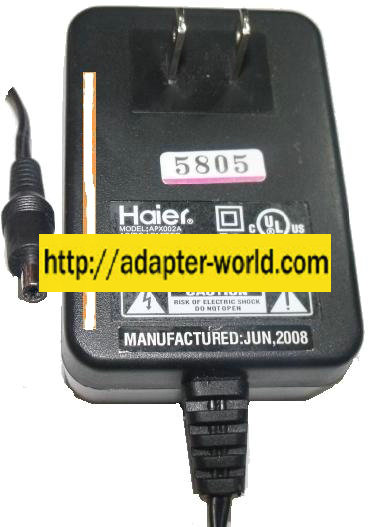 HAIER APX002A AC ADAPTER 9Vdc 1.5A -( ) 1.5x4mm New 100-240vac