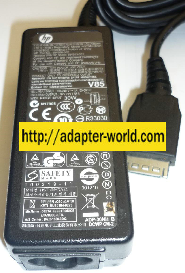 HP DELTA HSTNN-DA21 AC ADAPTER 19VDC 1.58A NEW USB PLUG 594906-