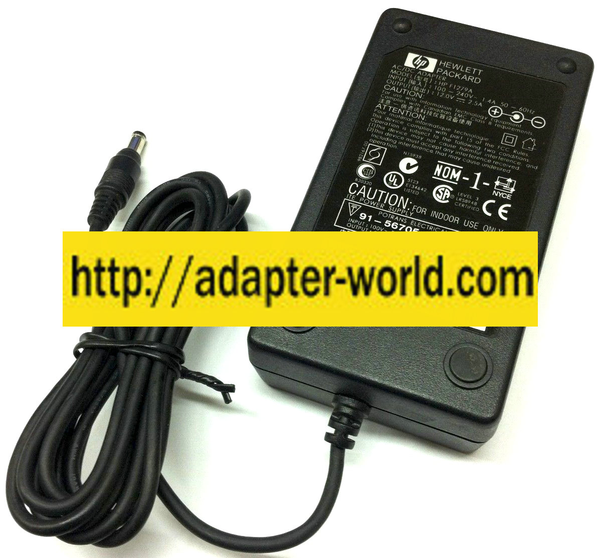 HP F1279A AC ADAPTER 12VDC 2.5A NEW -( ) 2x4.8mm STRAIGHT