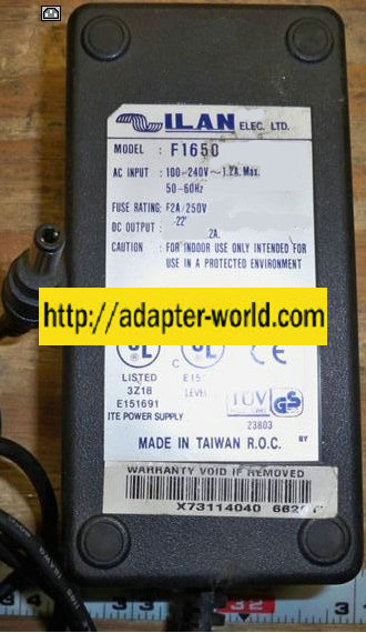 ILAN F1650 AC ADAPTER 22.5VDC 2A DESKTOP POWER SUPPLY fo printer