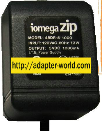 IOMEGA ZIP 48DR-5-1000 AC DC ADAPTER 5VDC 1000MA SWITCHING POWER