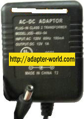 JOD-48U-04 AC ADAPTER 12VDC 1A -( ) 2x5.5mm 120vac PLUG-IN POWER