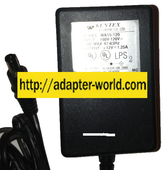 KENTEX WA15-120 AC ADAPTER 12VDC 1.25A -( ) 2x5.5mm NEW STRAIG