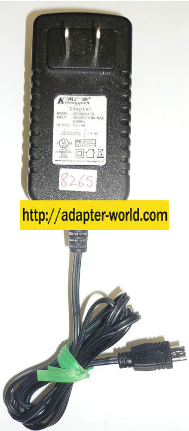 KWONGYUEN DR05040U152 AC ADAPTER 5VDC 4A NEW USB PLUG I.T.E POW