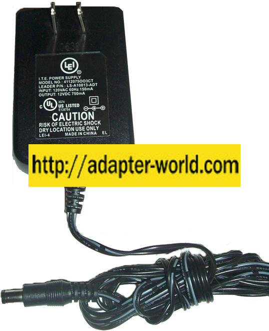 LEI 4112075003CT AC ADAPTER 12VDC 750mA New -( ) 2.5x5.5mm I.T.