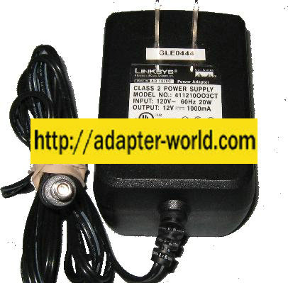 LINKSYS 411210OO3CT AC ADAPTER 12VDC 1A -( ) 2x5.5mm New 120VAC