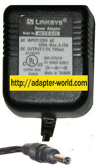 LINKSYS MKD-41750700 AC ADAPTER 7.5VDC 700mA WALLMOUNT Direct PL