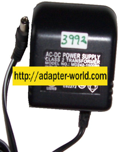 AC-DC Power Supply MD242-150080 15VDC 800mA New (-) 2.1x5.5mm