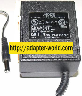 MODE DV-1250 AC ADAPTER 12VDC 500mA 12W NEW -( ) 2x5.5mm ROUND