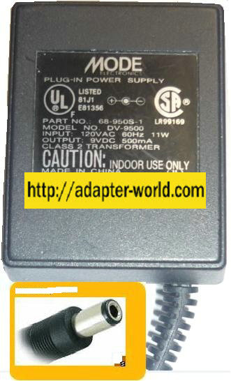 MODE DV-9500 AC ADAPTER 9VDC 500mA NEW 2x5.5mm DV-9500-1 POWER