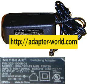 NETGEAR DSA-12R-12 AUS 120120 AC Adapter 12VDC 1A New -( ) 2x5.