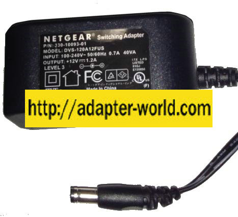 NETGEAR DVS-120A12FUS AC ADAPTER 12VDC 1.2A New 2.3x5.5mm -( )