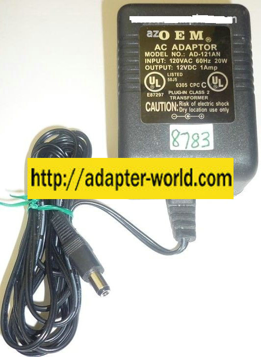 OEM AD-121AN AC ADAPTER 12VDC 1Amp NEW -( ) 2x5.5x9.6mm ROUND B