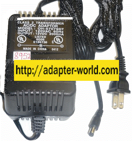 OH-57079DT AC ADAPTER 12VDC 2000mA NEW -( ) 2.1x5.5x10mm ROUND