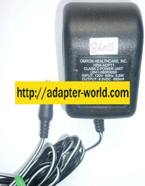 OMRON HEM-ADPT1 AC ADAPTER 6VDC 500mA NEW -( ) 1.5x4.1x9.5mm RO