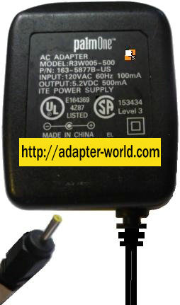 PALMONE R3W005-500 AC ADAPTER 5.2VDC 500mA ITE POWER SUPPLY FOR