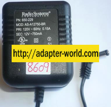 RADIO SYSTEMS AS-A12750-BR AC ADAPTER 12V 150mA NEW ~(~) 2x5.5x