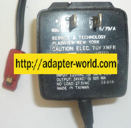 RBL 001 AC ADAPTER 24VAC 525mA NEW DIRECT PLUG IN CLASS 2 TRANS