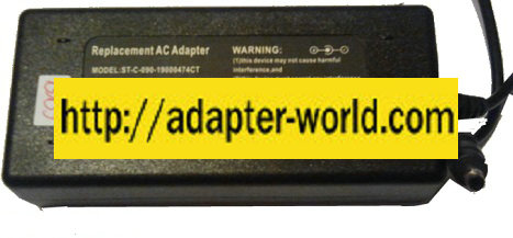 REPLACEMENT ST-C-090-19000474CT AC ADAPTER 19VDC 4.74A -( ) New