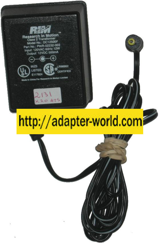 RIM DC12500F AC DC Adapter 12V 0.5mA 12W POWER SUPPLY Reseach in