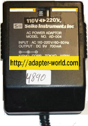 SEIKO SII AD-004 AC ADAPTER 9V 700mA POWER SUPPLY