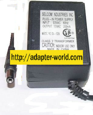 SELCOM DV-1220 AC ADAPTER 12V DC 200MA PLUG-IN TELE POWER SUPPLY
