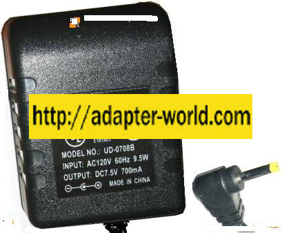 SIL UD-0708B AC DC ADAPTER 7.5V 700mA CLASS 2 POWER SUPPLY