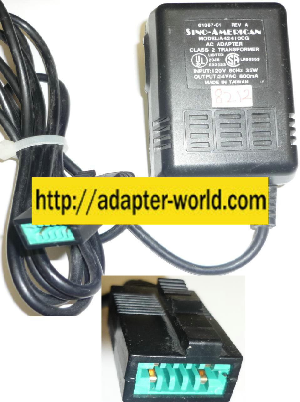 SINO-AMERICAN A4241OCG AC ADAPTER NEW 24VAC 800mA E82323 61387-