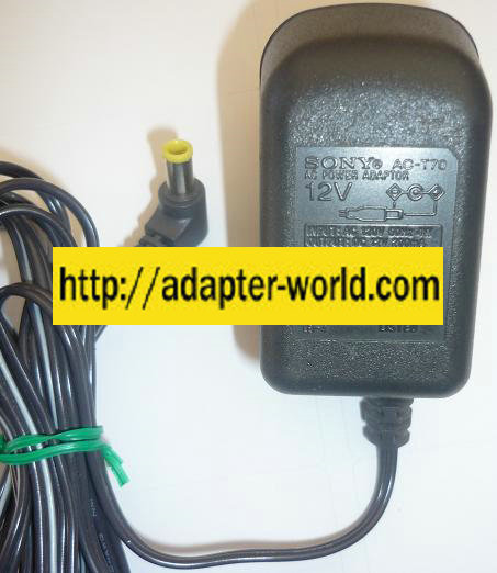 SONY AC-T70 AC Adapter 12VDC 200mA New -( )- 3.5x5mm barrel wit