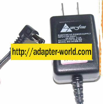 SUNFONE ACSM-26 AC ADAPTER 12Vdc 0.78A -( ) 2x5.5mm 90 ° 100-240v