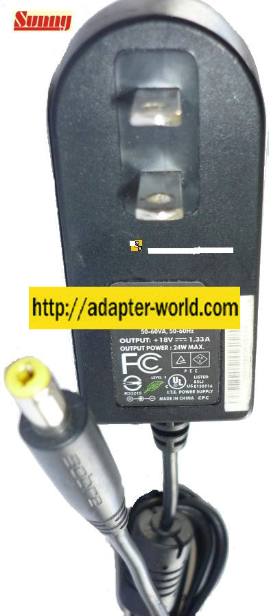 SUNNY SYS1308-2418-W2 AC ADAPTER 18VDC 1.33A 24W Switching POWER