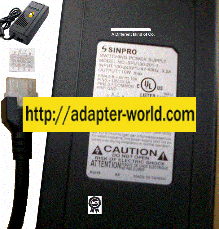 Sinpro SPU130-201-1 AC Adapter 5Vdc 10A 12V 5A New 8Pin Molex