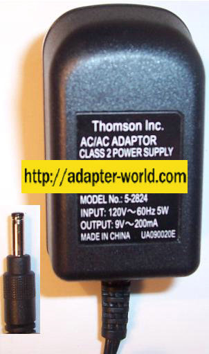 THOMSON 5-2824 AC ADAPTER 9VAC 200mA 5W PHONE POWER SUPPLY